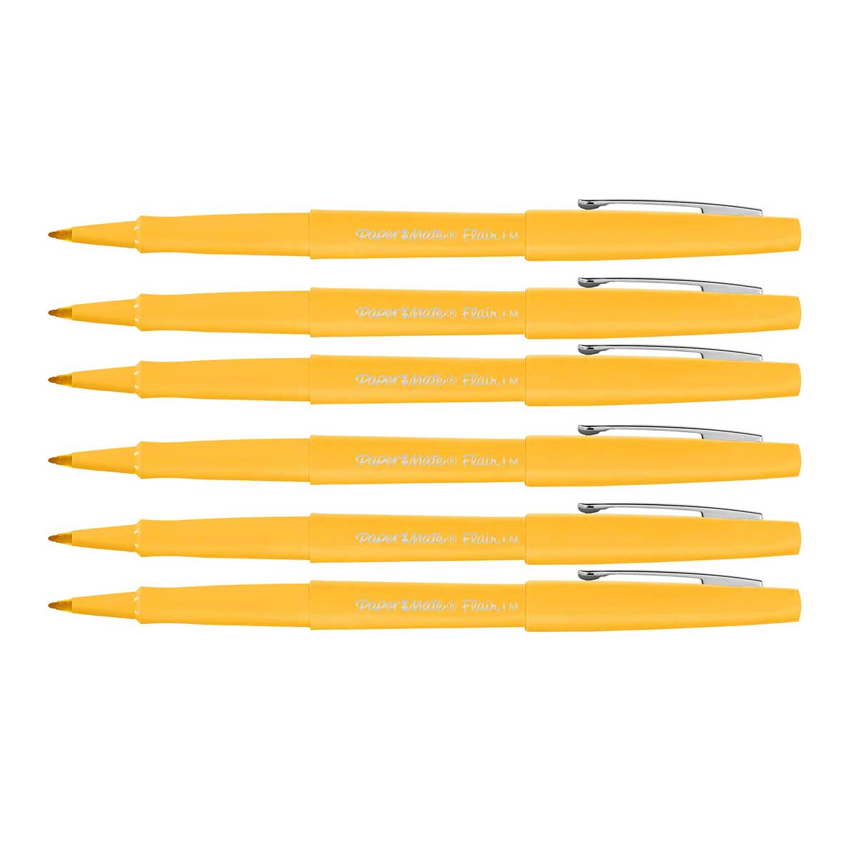 Paper Mate Flair Pens Marigold Felt Tip Pen Medium, Point Guard Pack of 6 Paper Mate Felt Tip Pen