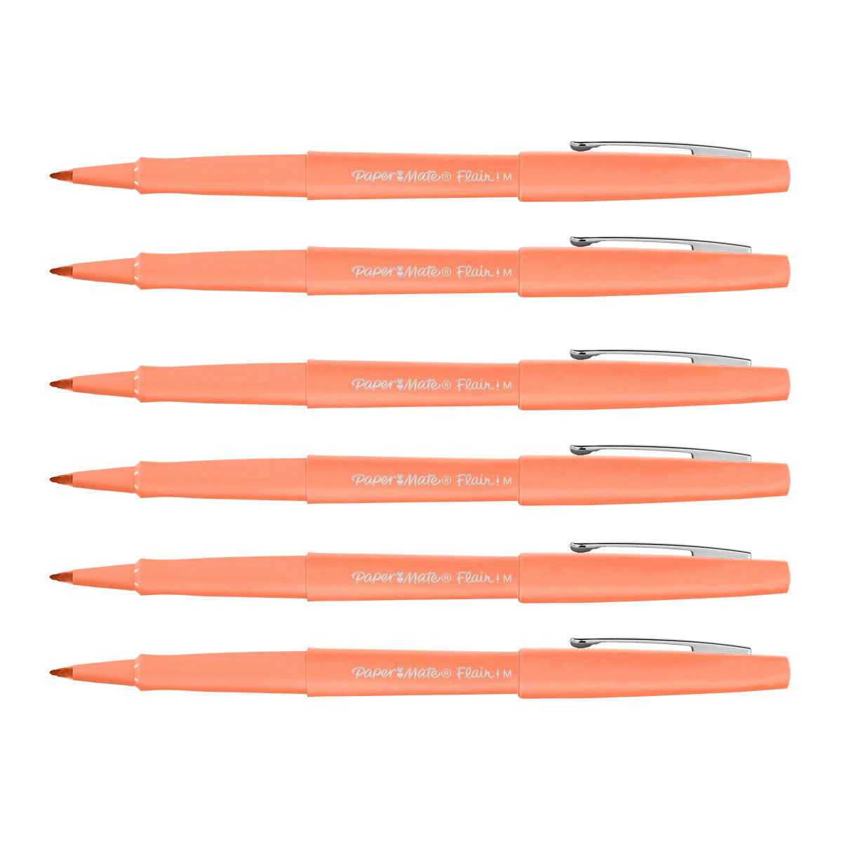 Paper Mate Flair Papaya Felt Tip Pen Medium, Point Guard - Pack of 6 Paper Mate Felt Tip Pen