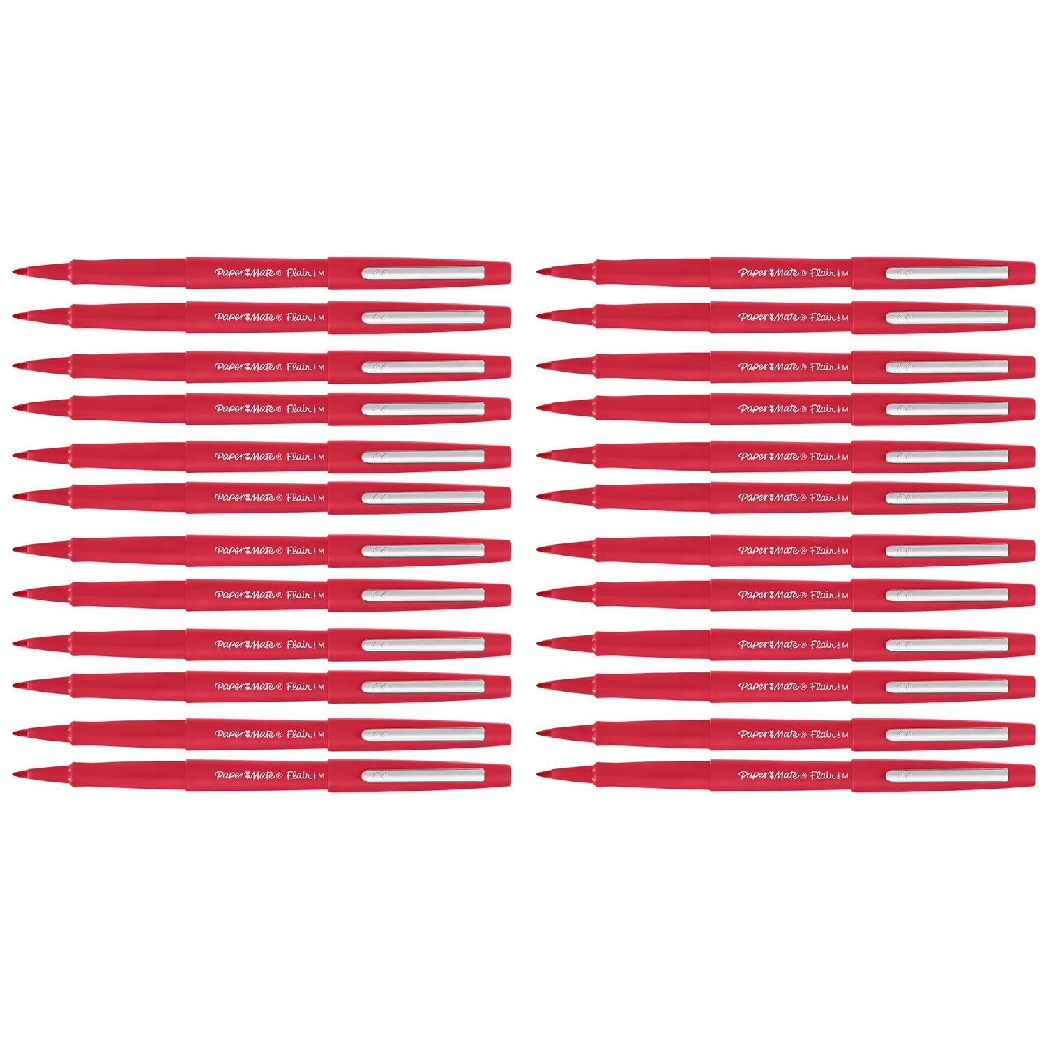 Paper Mate Flair Red Felt Tip Pens Point Guard, Bulk Pack of 24  Paper Mate Felt Tip Pen