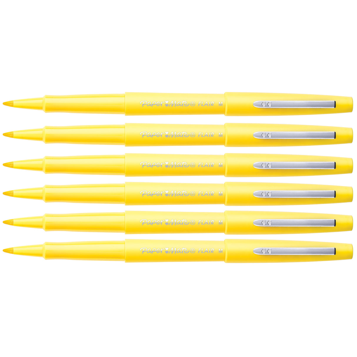 Paper Mate Flair Felt Tip Pen Yellow Point Guard Medium Pack of 6 Paper Mate Felt Tip Pen