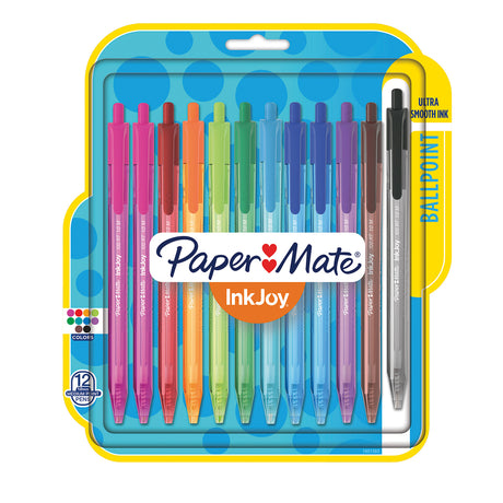 Paper Mate Inkjoy, Assorted Colors, Retractable Ballpoint Pens, Pack of 12  Paper Mate Ballpoint Pen