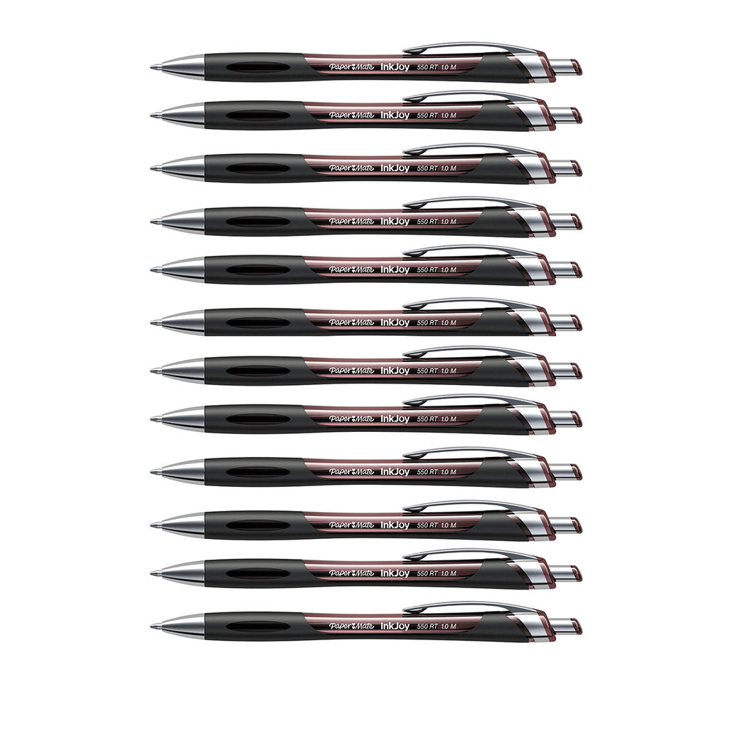 Paper Mate InkJoy Brown 550 RT Retractable Ballpoint Pens Medium - Brown Ink - Dozen Paper Mate Ballpoint Pen