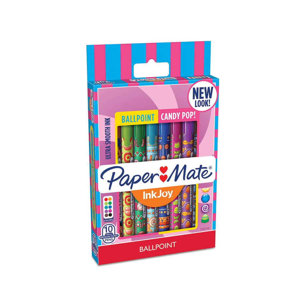 Paper Mate Inkjoy Candy Pop 100 RT Assorted Colors 10 Count, Medium Paper Mate Ballpoint Pen