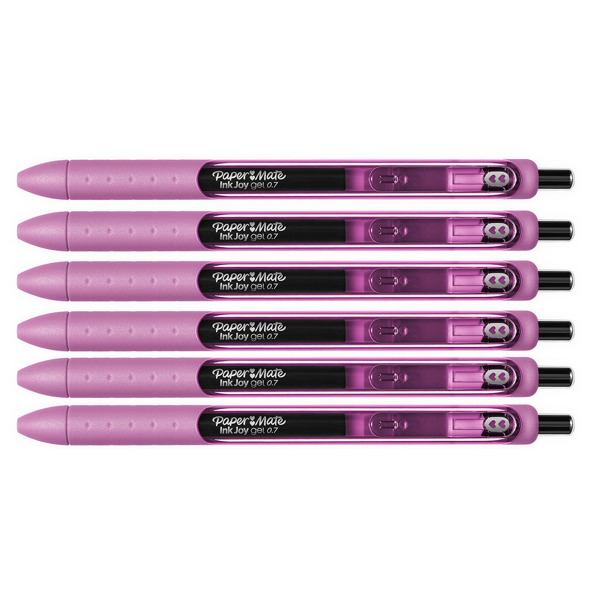 Paper Mate Inkjoy Gel Pink Topaz Medium Point 0.7 mm Retractable Pen Pack of 6 Paper Mate Gel Ink Pens