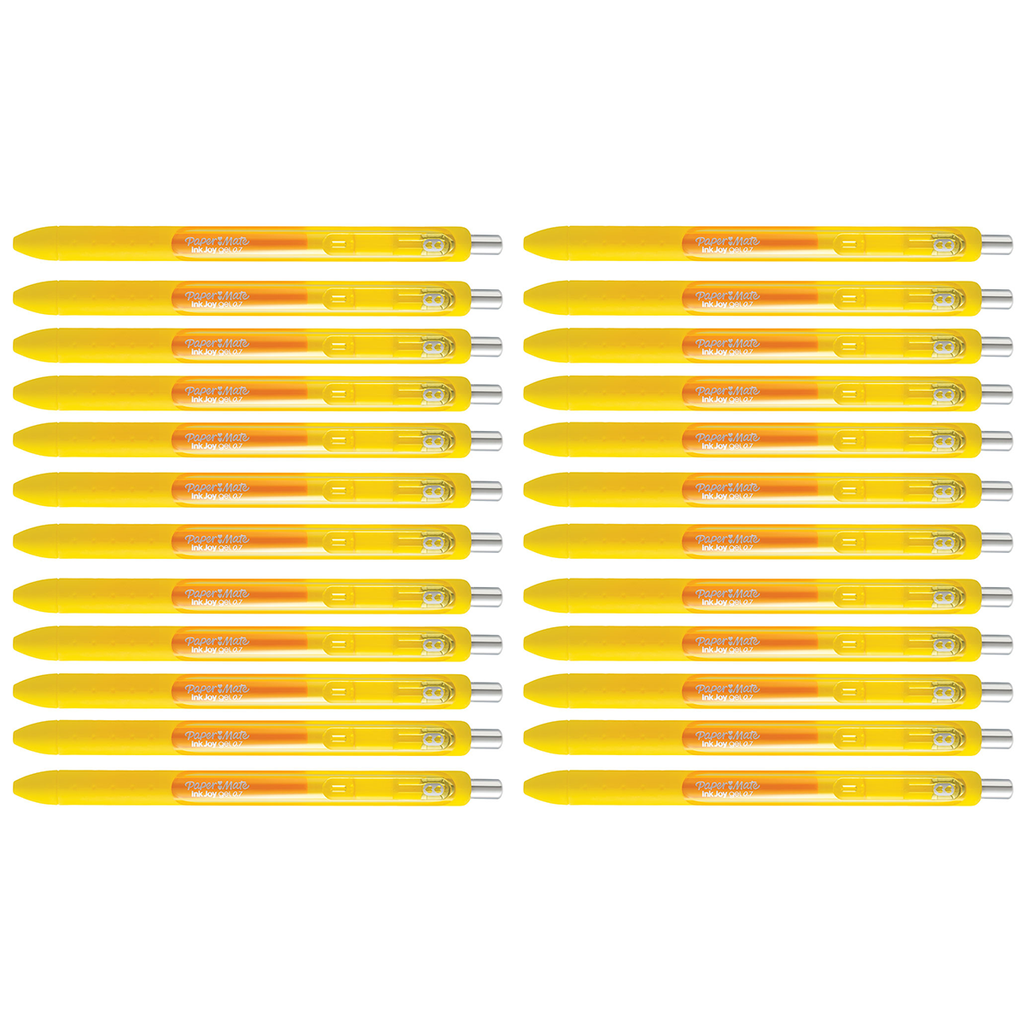 Paper Mate Inkjoy Gel Yellow Pens Medium Bulk Pack Of 24