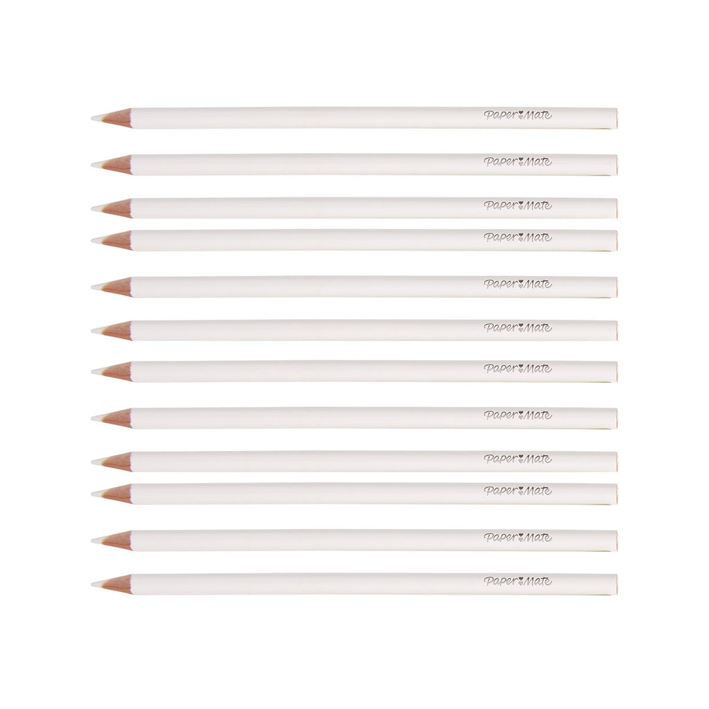 Paper Mate White Colored Pencils Pack of 12 (Writes White) Paper Mate Pencils