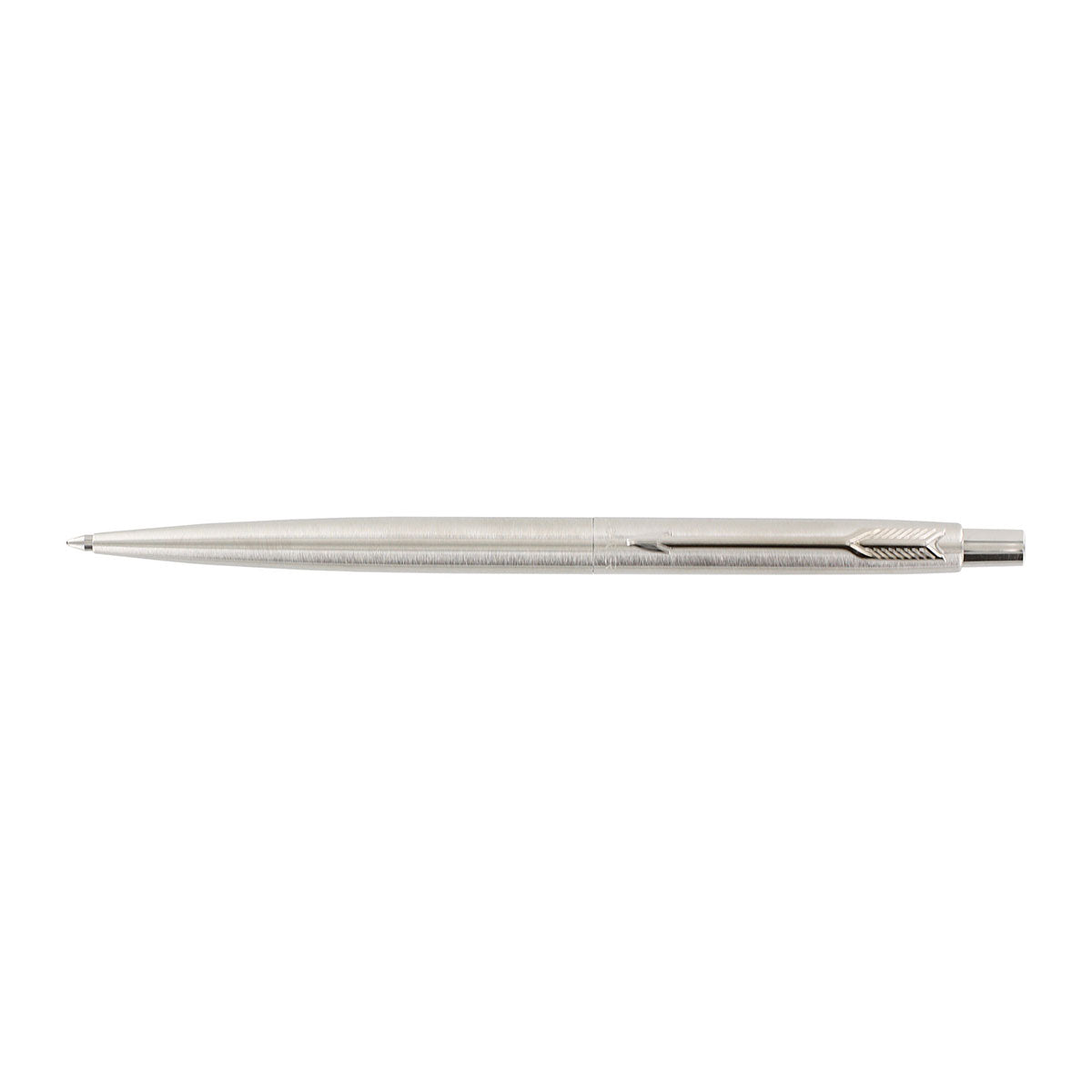 Parker Classic Brushed Stainless Steel Chrome Trim Slim Ballpoint Pen, Blue Ink Made in UK Parker Ballpoint Pen