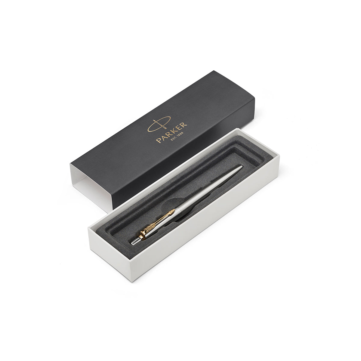 Parker Jotter Stainless Steel Gold Trim Gel Pen, Black Ink - Made In France Parker Gel Ink Pens
