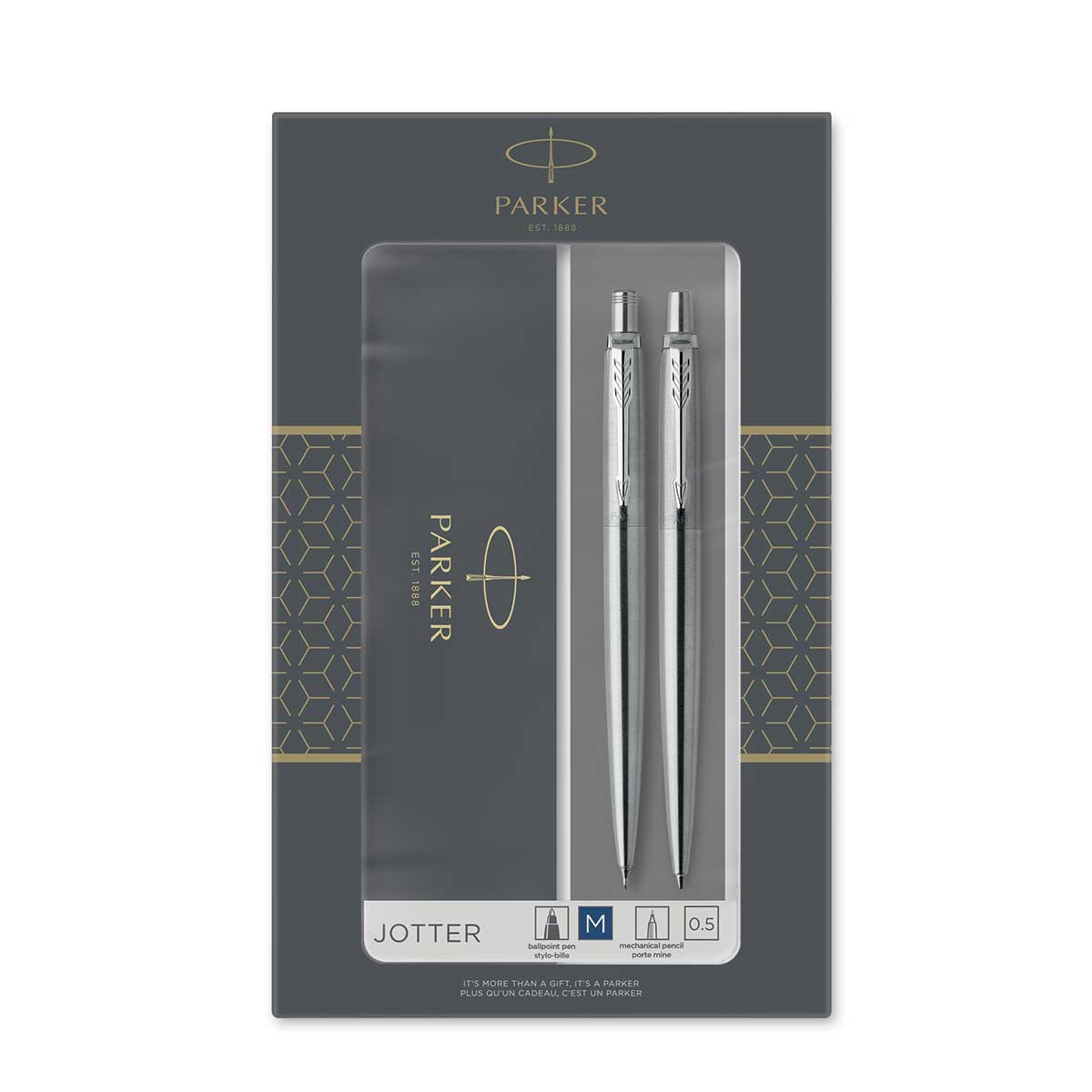Parker Jotter Stainless Steel Brushed Chrome Pen and Pencil Set Parker Mechanical Pencils
