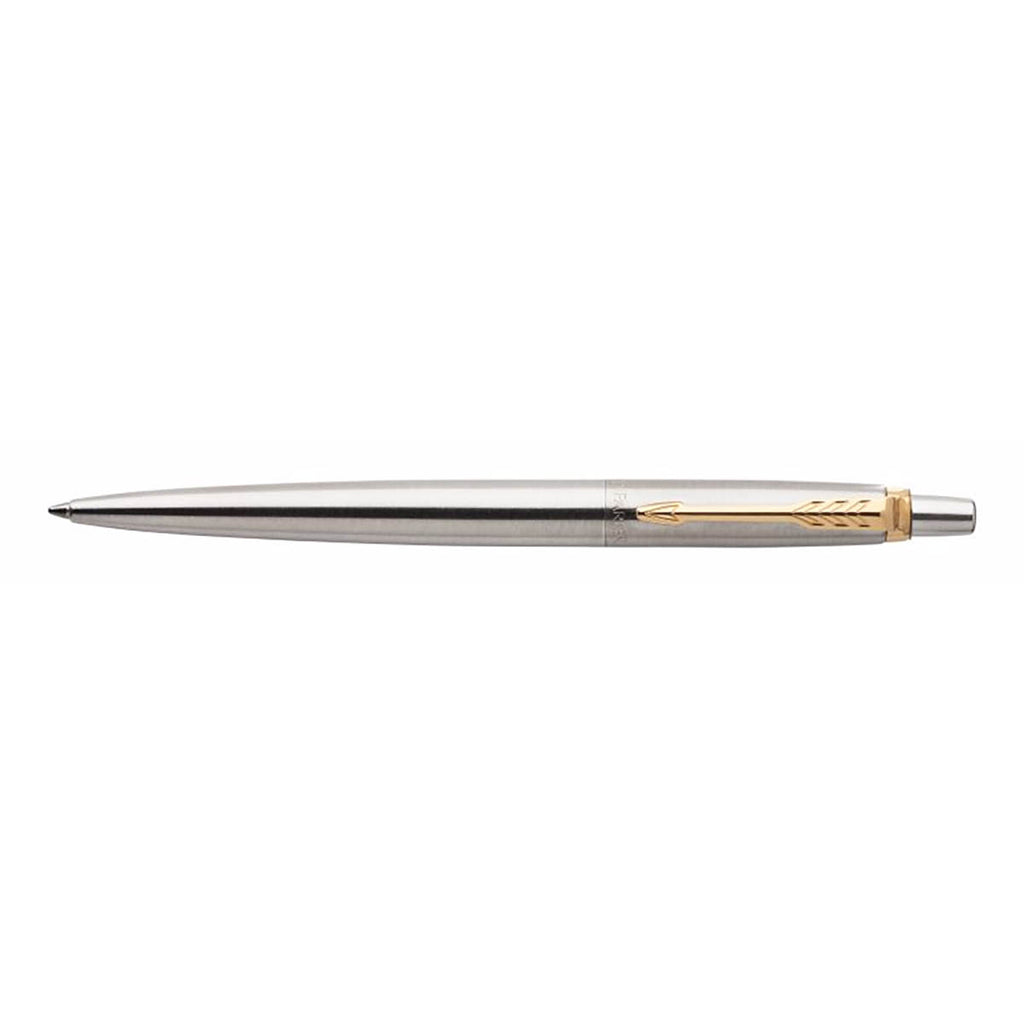 Parker Jotter Ballpoint Pen Stainless Steel Gold Clip and Trim Blue Ink In Parker Gift Box New Style Clip Parker Ballpoint Pen