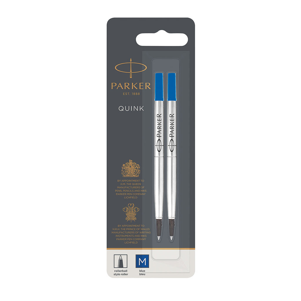 Parker Rollerball Refills Blue Medium Pack of 2 Made In France