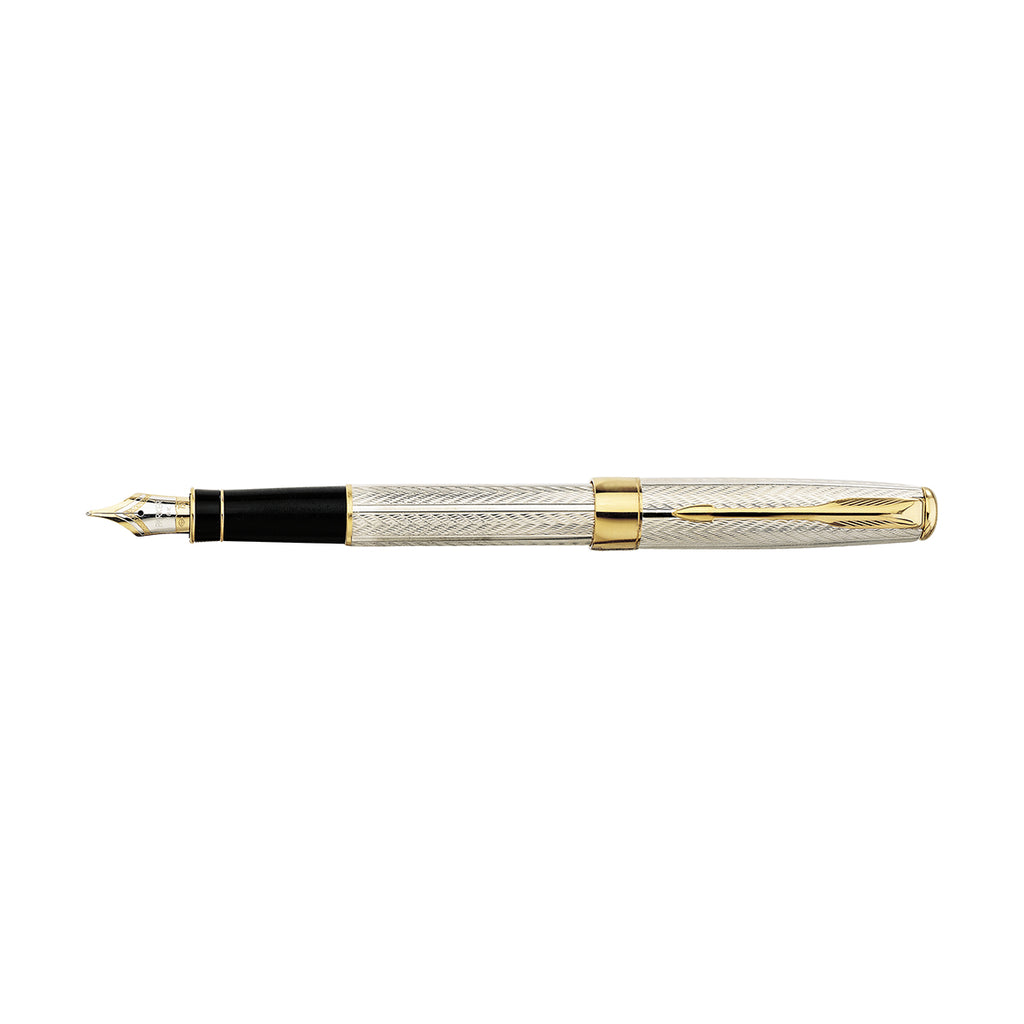 Parker Sonnet Premier 2002 Sterling Silver Fougere 18K Gold Fountain Pen Medium