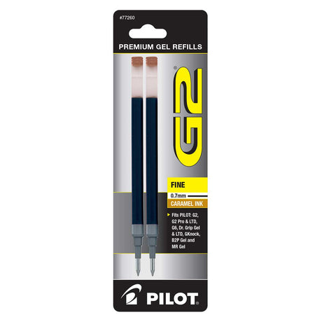 Pilot G2 Caramel 0.7mm Fine Gel Refills Pack of 2  Pilot Gel Refills