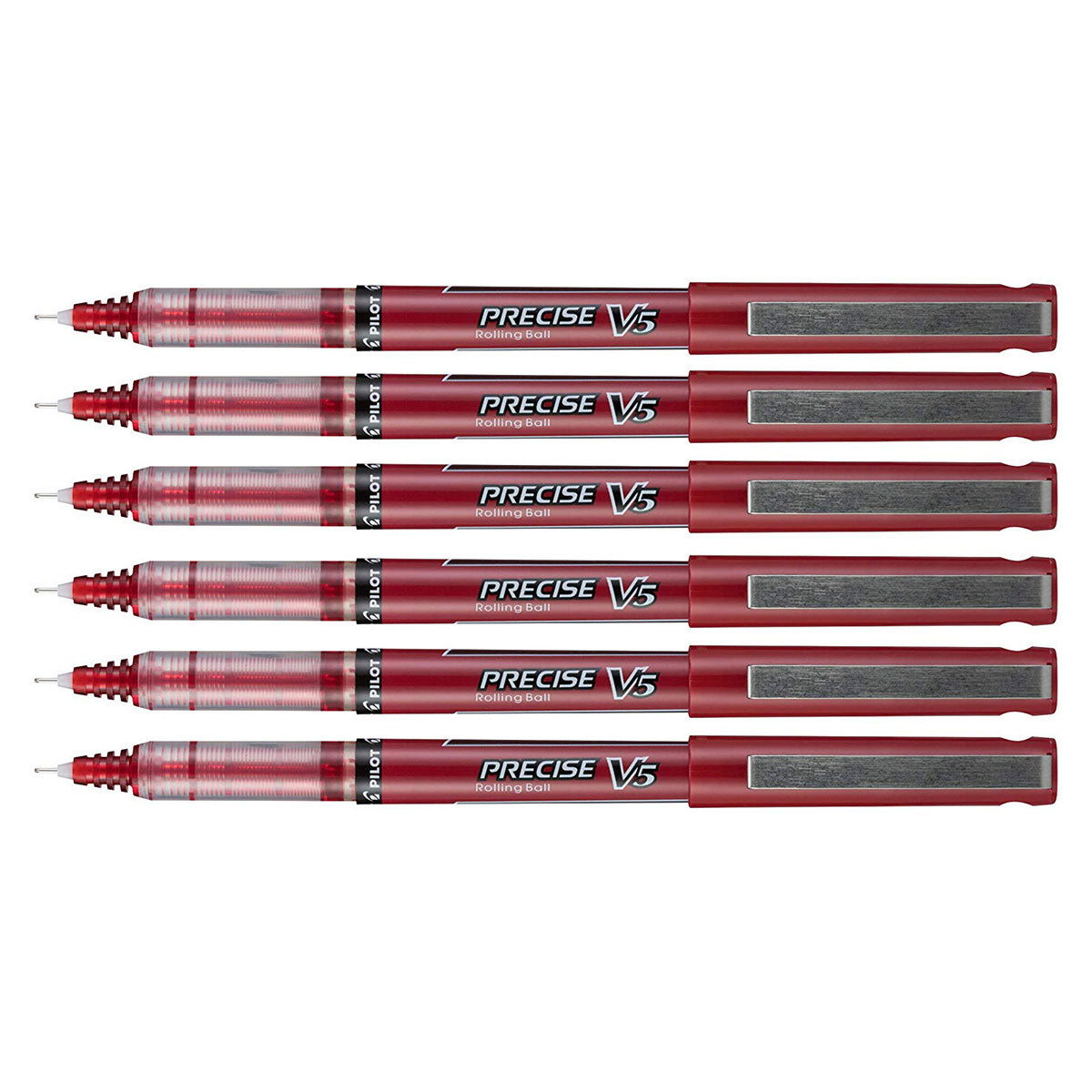 Pilot Precise V5 Red Extra Fine Rolling Ball Pen 0.5mm Pack of 6 Pilot Rollerball Pens