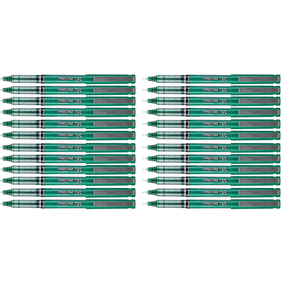 Pilot Precise V5 Green Roller Ball Pens 0.5mm Bulk Pack of 24 Pilot Rollerball Pens
