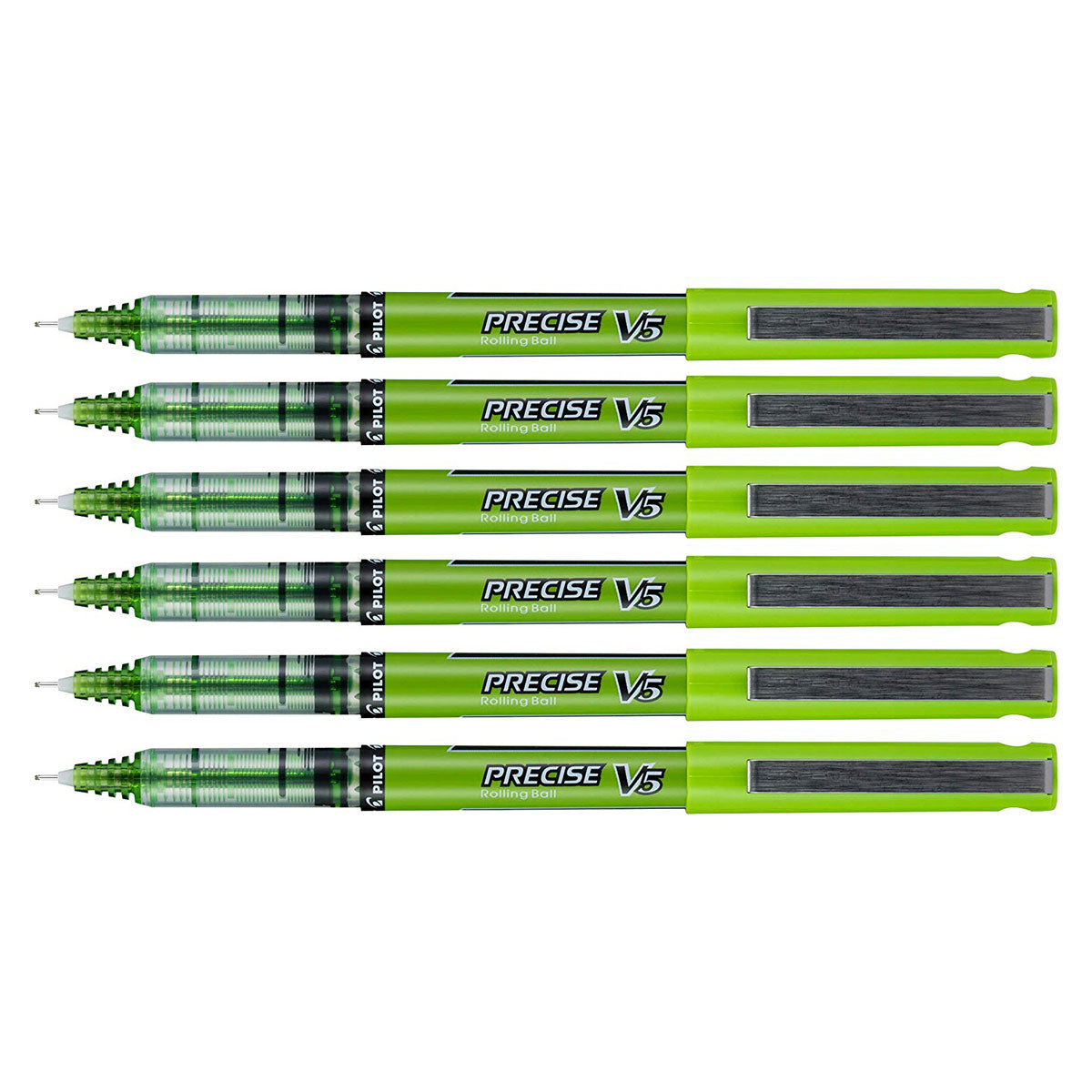 Pilot Precise V5 Extra Fine Lime Green Rolling Ball Pen 0.5mm Pack of 6 Pilot Rollerball Pens