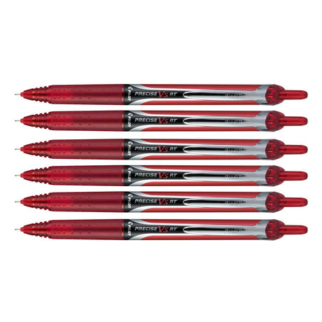 Pilot Precise V5 RT Red Extra Fine, Retractable Rollerball Pens Pack of 6  Pilot Rollerball Pens