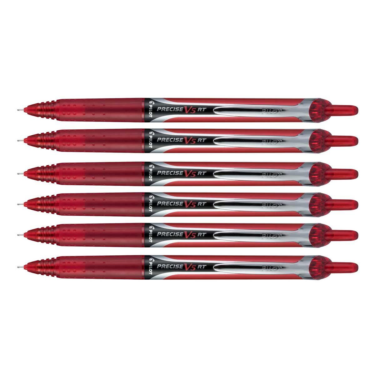 Pilot Precise V5 RT Red Extra Fine, Retractable Rollerball Pens Pack of 6 Pilot Rollerball Pens