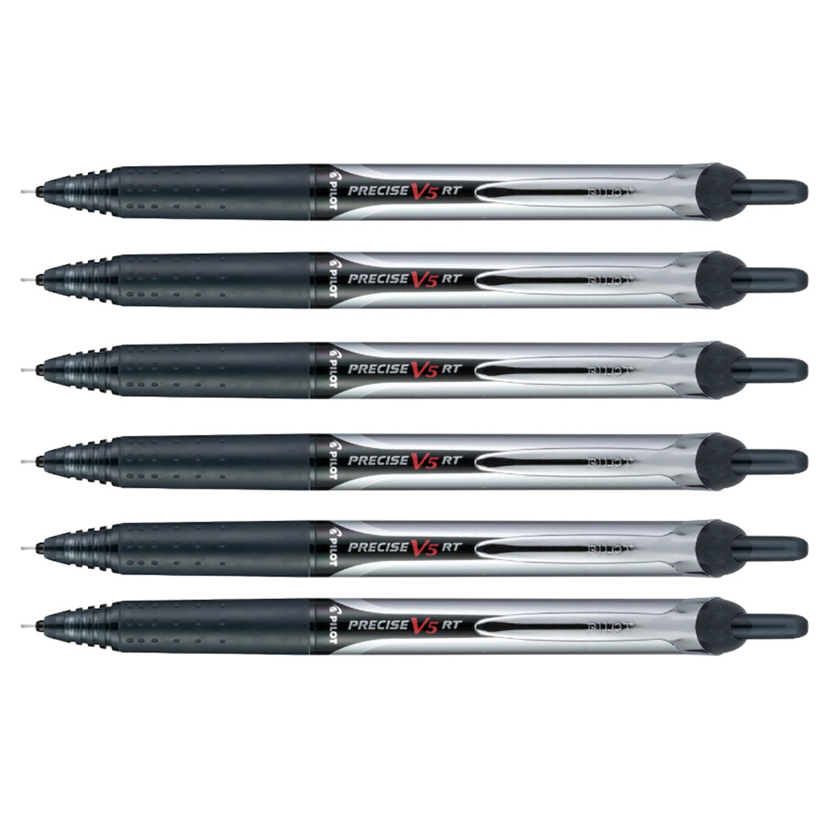 Pilot Precise V5 RT Black Extra Fine, Retractable Rollerball Pen Pack of 6 Pilot Rollerball Pens