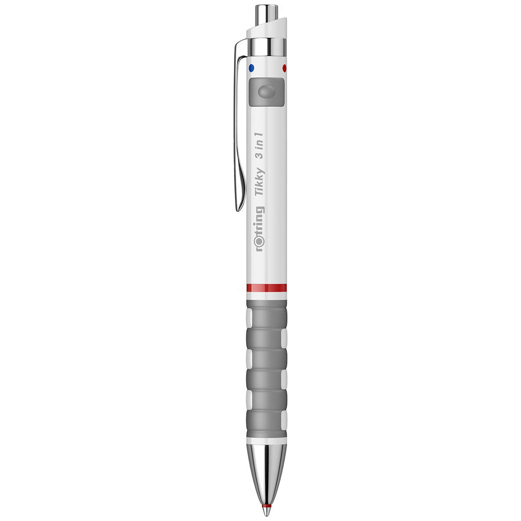 Rotring Tikky 3 in 1 Multi Pen Blue and Red ink and 0.7mm Mechanical Pencil, White Barrel 1904452 Rotring Multifunction Pens