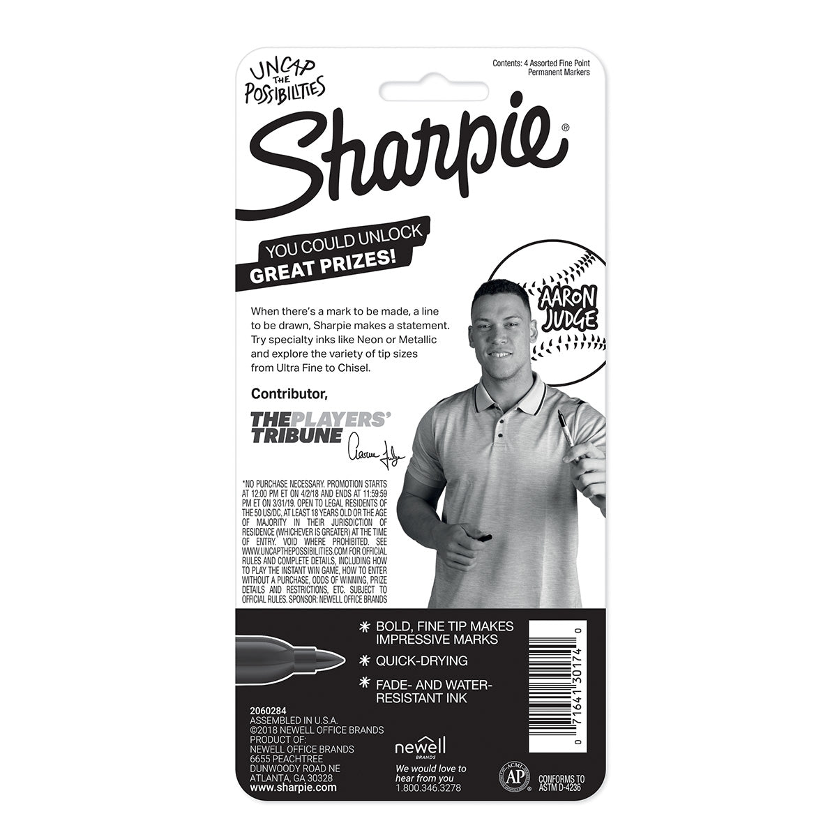 Sharpie Uncap The Possibilities, Aaron Judge Pack of 4 Markers Sharpie Markers