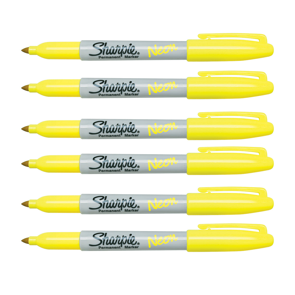 Sharpie Neon Yellow Fine Point Permanent Markers Pack of 6 Sharpie Markers