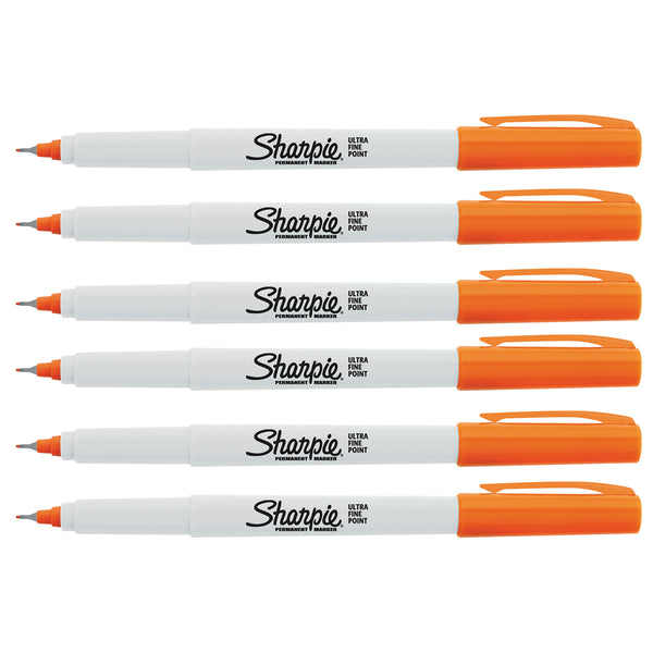 Sharpie Ultra Fine Orange Markers, Pack Of 6