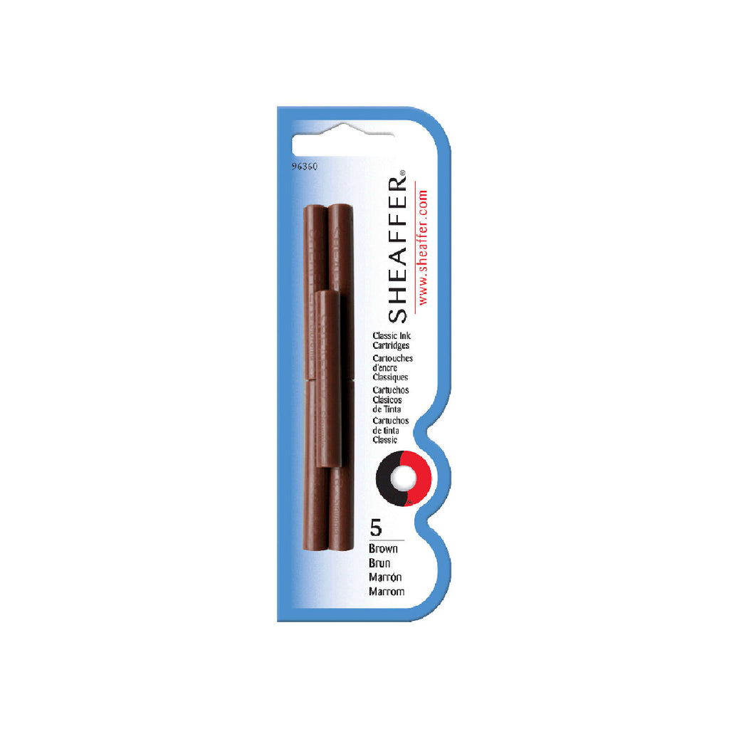 Sheaffer Brown Ink Fountain Pen Ink Cartridges Pack of 5
