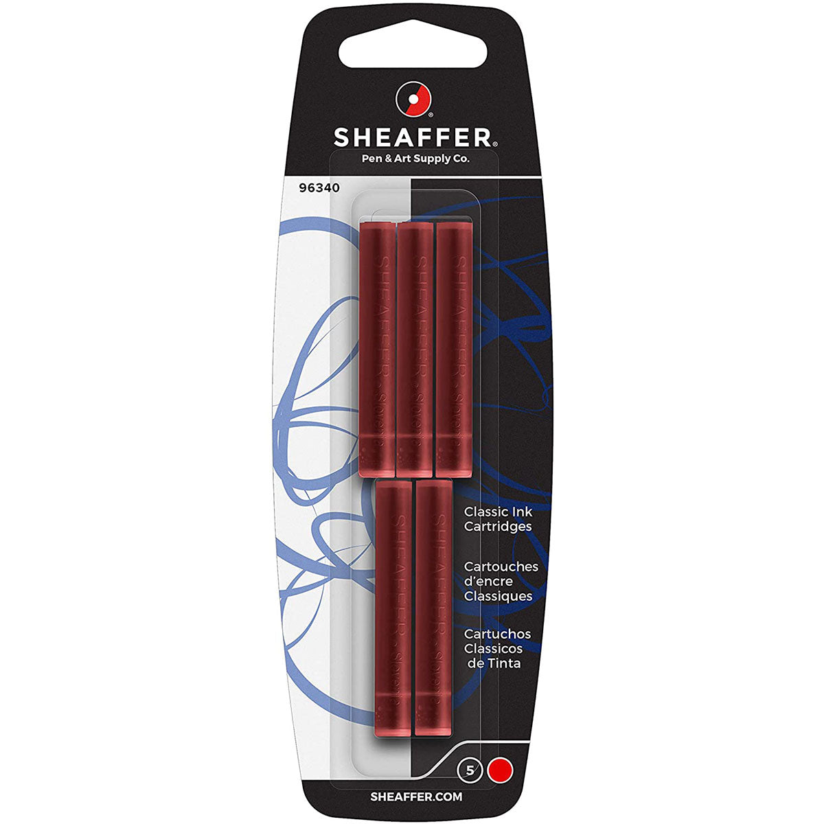 Sheaffer Red Ink Fountain Pen Ink Cartridges Pack of 5 Sheaffer Fountain Pen Ink Cartridges