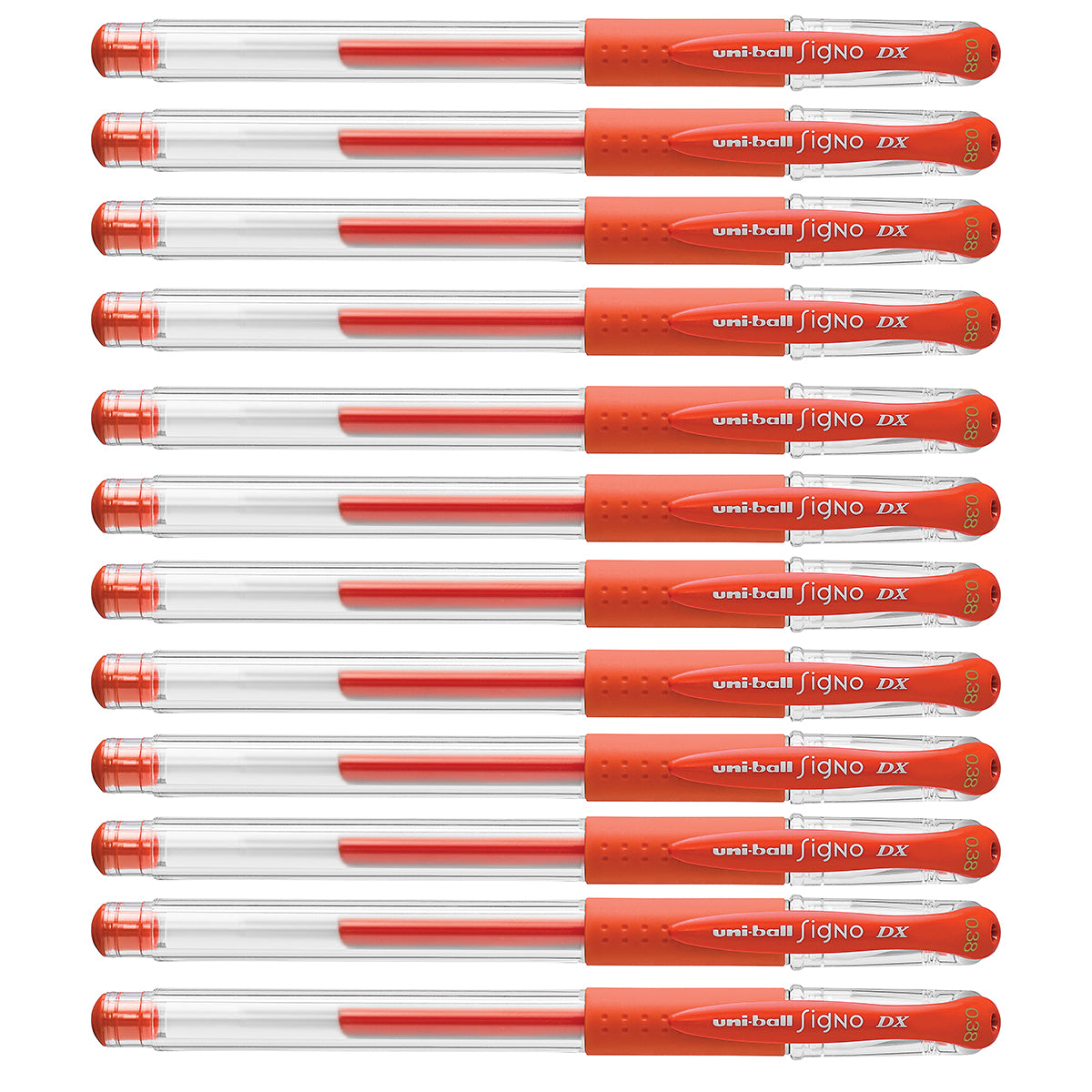 Uniball Signo DX 0.38mm Mandarin Orange Ultra Micro Gel Pen Dozen Uni-Ball Gel Ink Pens
