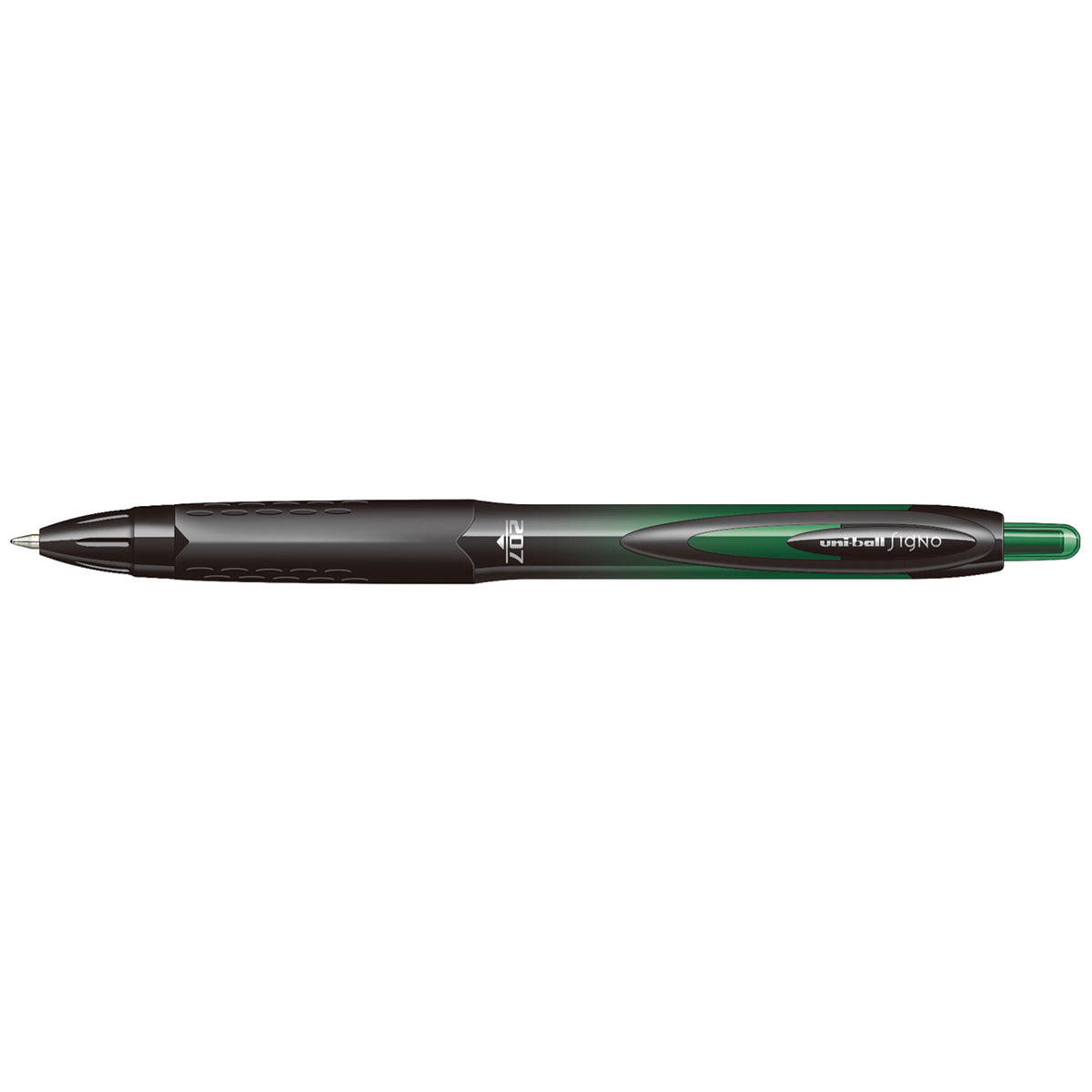 Uni Ball Signo 207 RT BLX Green/Black Medium 0.7mm Retractable Gel Ink Pen, 1837933 Uni-Ball Gel Ink Pens