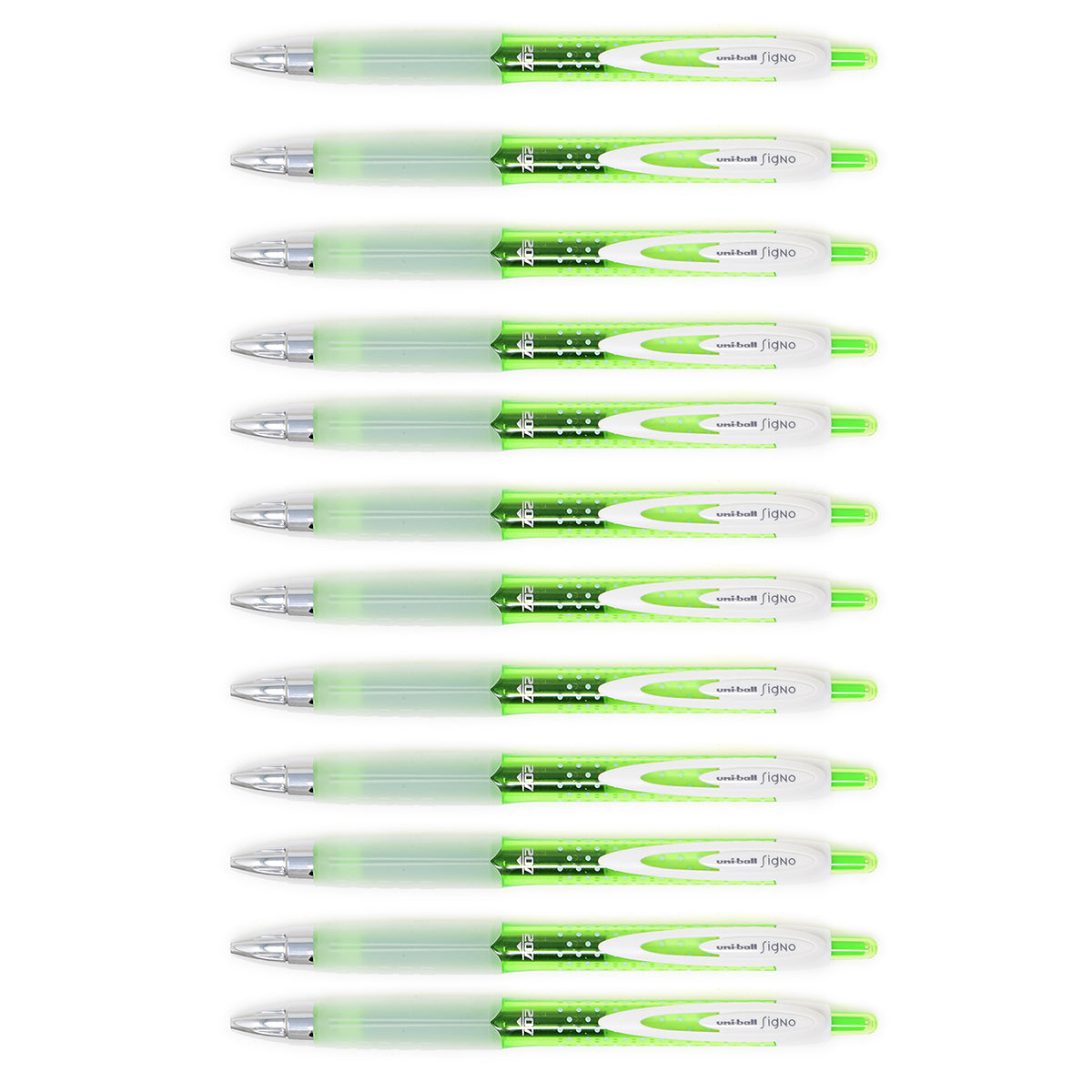 Uni Ball Signo 207 Light Green Gel Pen Medium 0.7mm Retractable - Polka Dot Design 12 Count Uni-Ball Gel Ink Pens