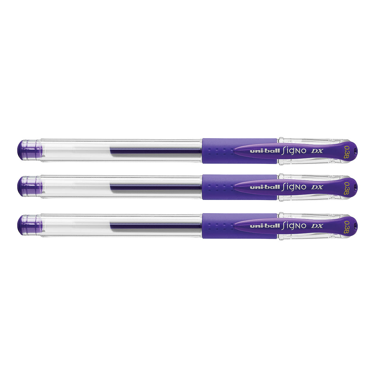 Uni Ball Signo DX 0.38 mm Purple Gel Pen Pack Of 3 Uni-Ball Gel Ink Pens