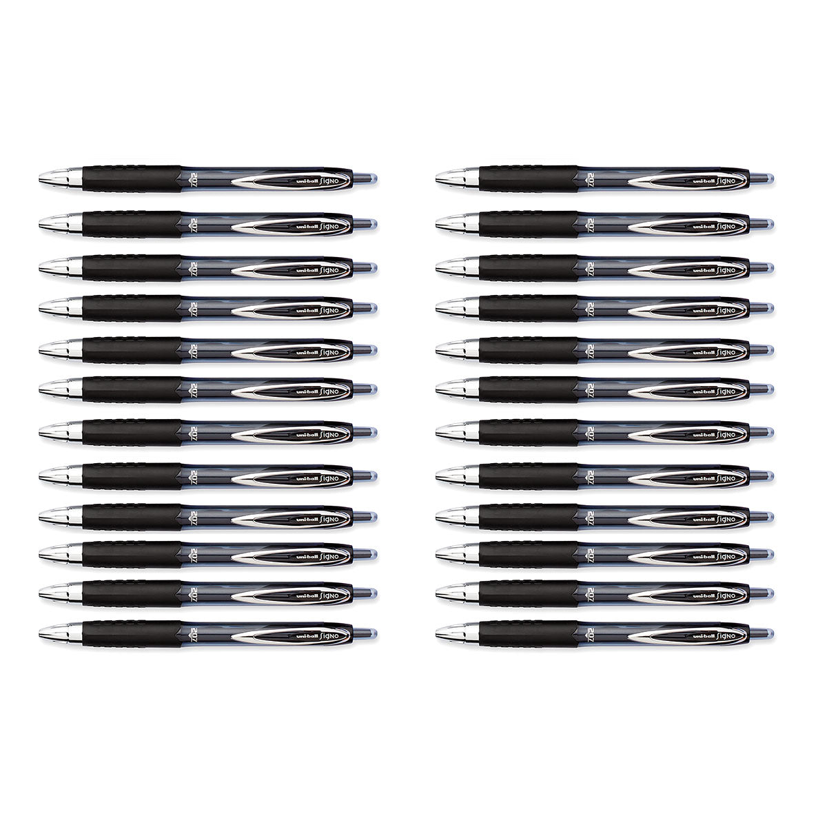 Uni Ball Signo 207 Black Gel Pens Medium - Bulk Pack of 24 Uni-Ball Gel Ink Pens