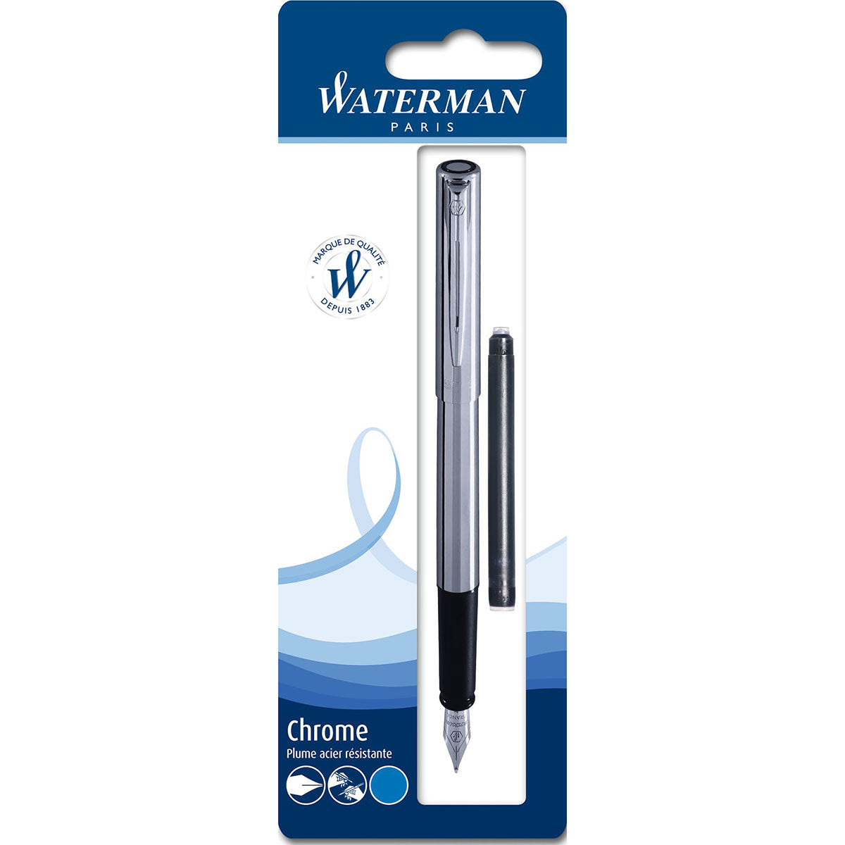 Waterman Graduate Chrome Fountain Pen, Fine Waterman Fountain Pens