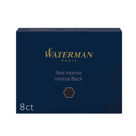 Waterman Black Ink Fountain Pen Ink Cartridges , Intense Black 8 Standard Long Cartridges  Waterman Fountain Pen Ink Cartridges