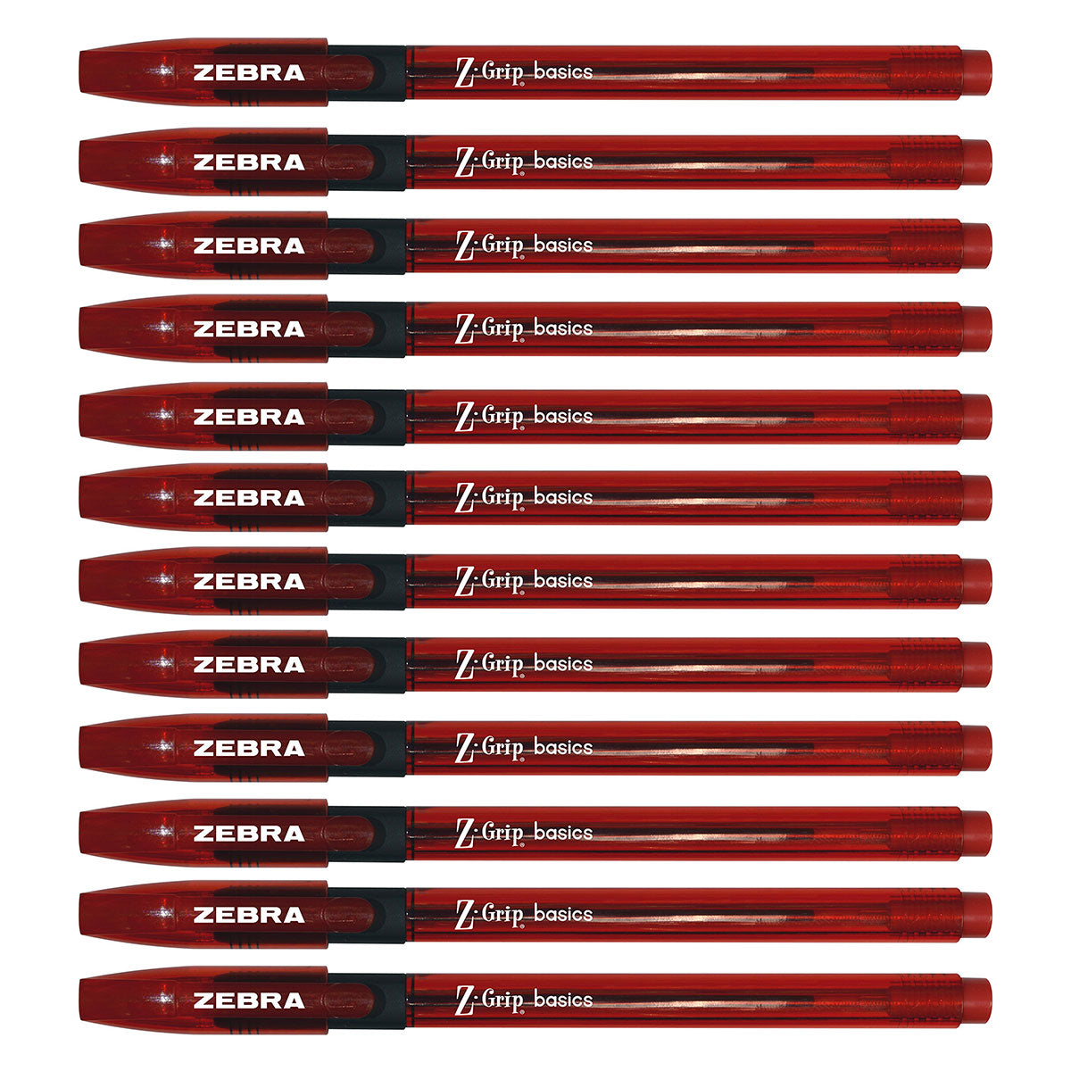 Zebra Z Grip Basics Red Ballpoint Pen, Latex Free, Ultra Glide Advanced Ink Dozen Zebra Ballpoint Pen