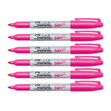Sharpie Neon Pink Fine Point Permanent Marker Pack of 6