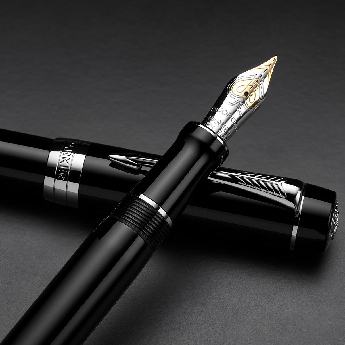 PARKER Duofold Centennial Fountain Pen, Classic Black with Palladium Trim, Medium