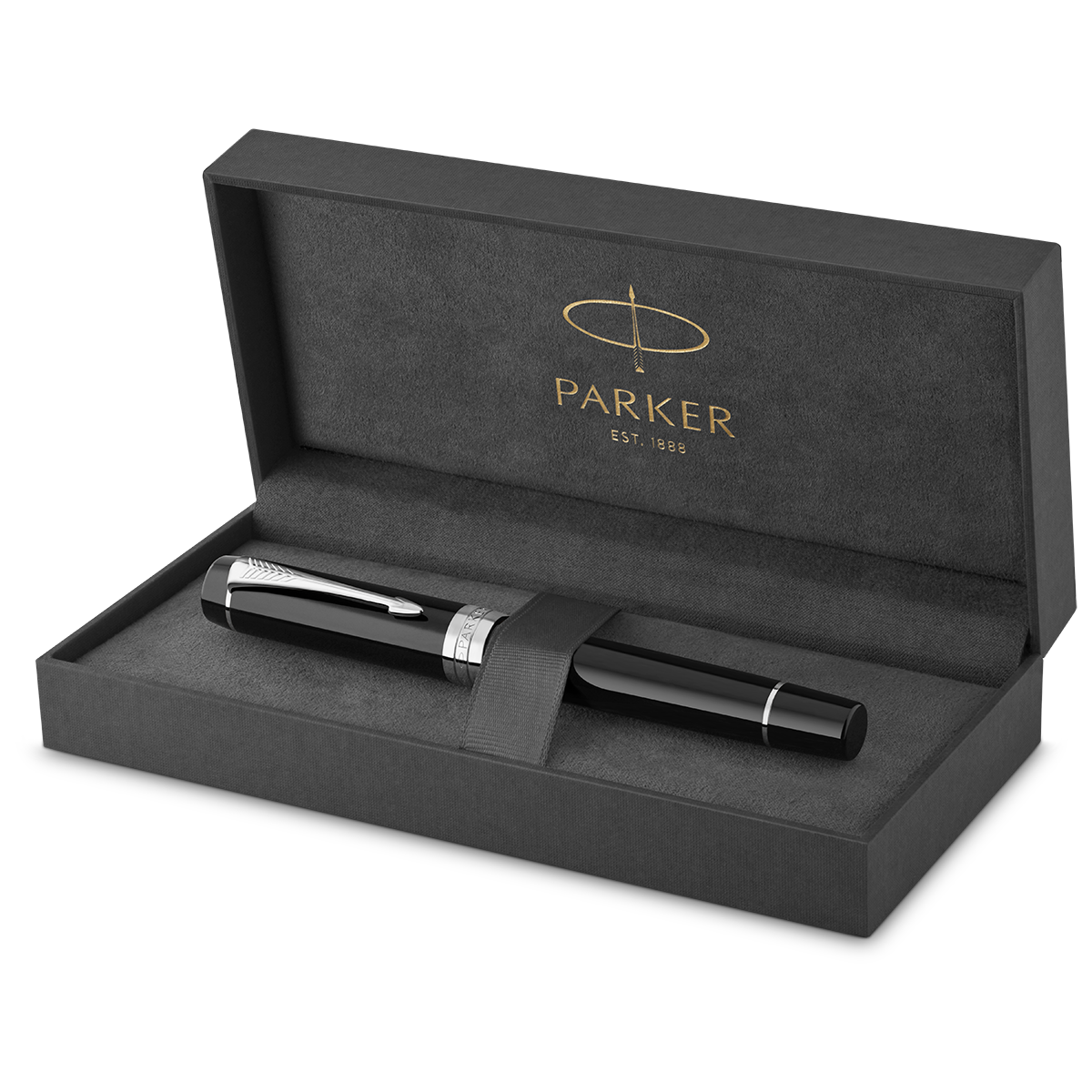 PARKER Duofold Centennial Fountain Pen, Classic Black with Palladium Trim, Medium