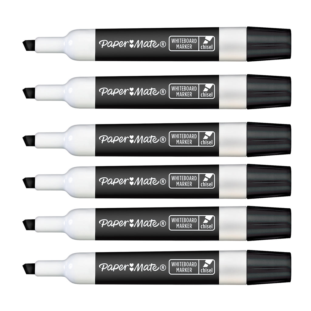 Paper Mate Whiteboard Marker Chisel Black Pack of 6