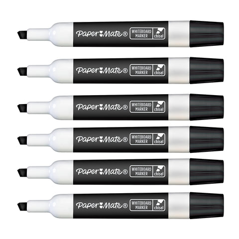 Paper Mate Whiteboard Marker Chisel Black Pack of 6