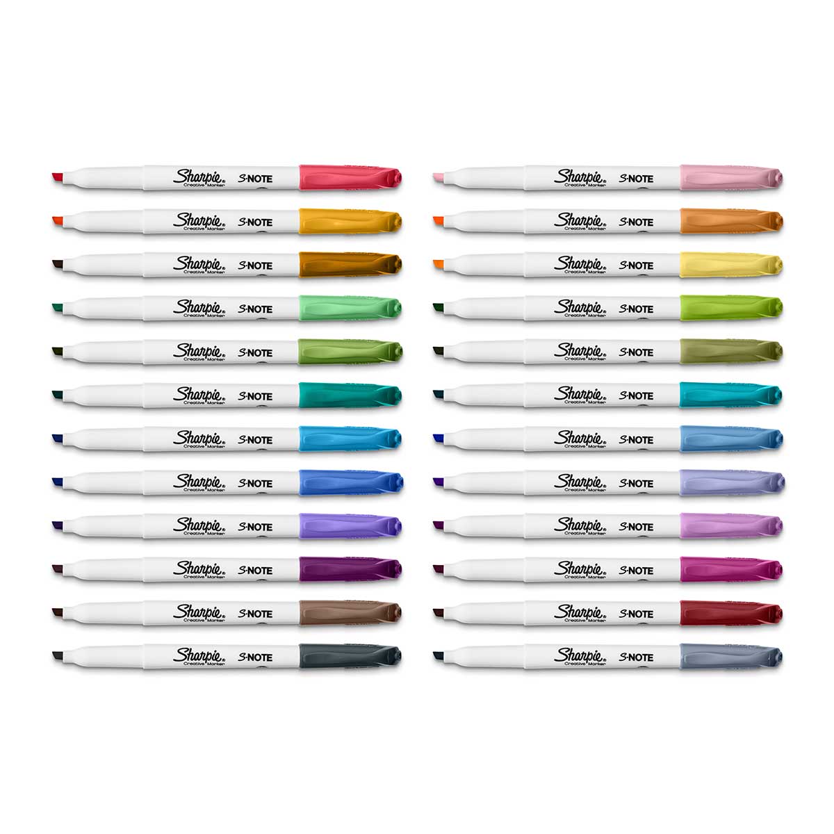 Sharpie No Bleed S-Note Creative Markers Assorted Colors 24 Ct for Highlighting, Drawing, and Notes