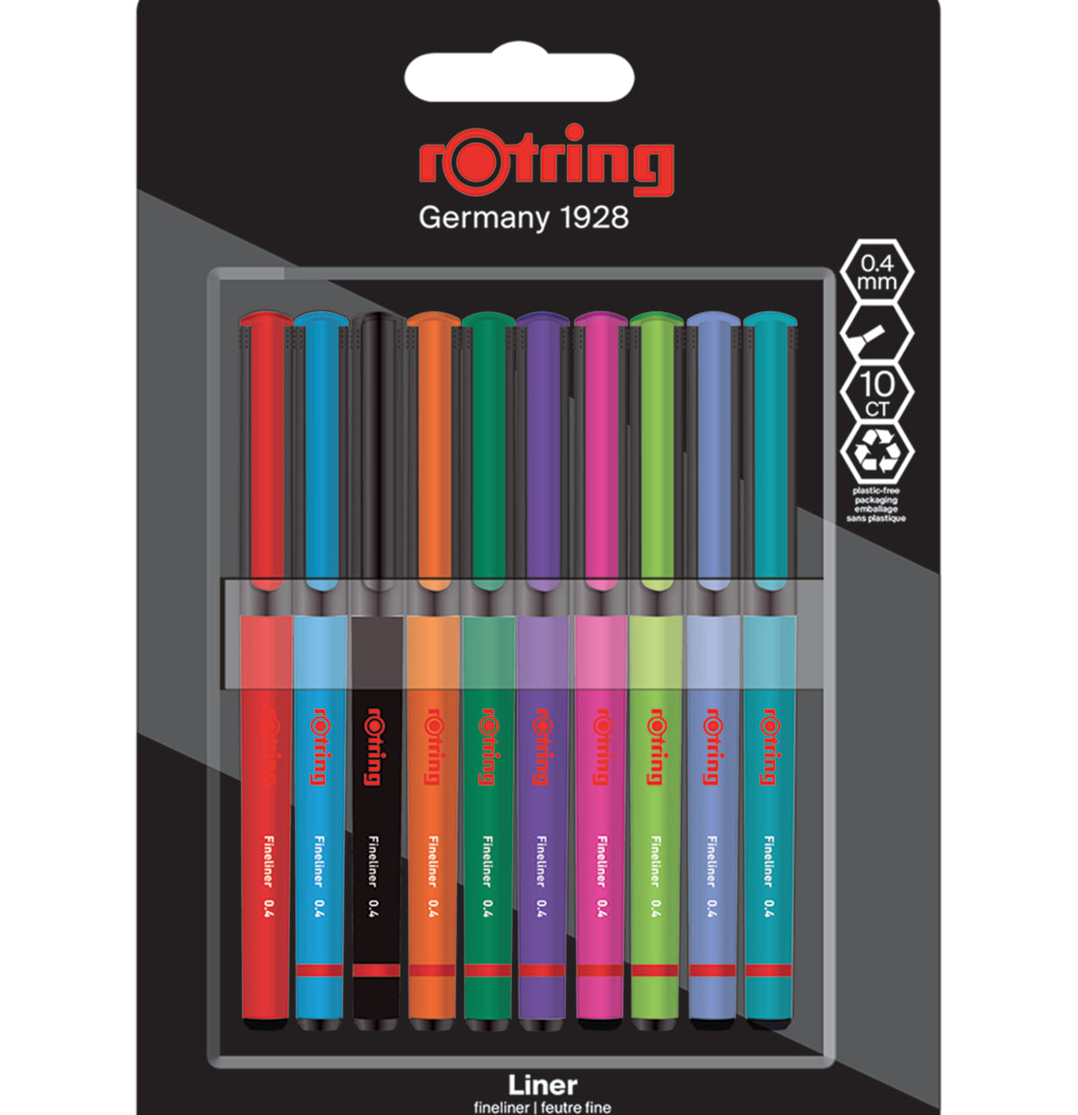 rOtring Liner Fineliner Pens Colouring Multicolor 0.4 mm 10 Count 2166220
