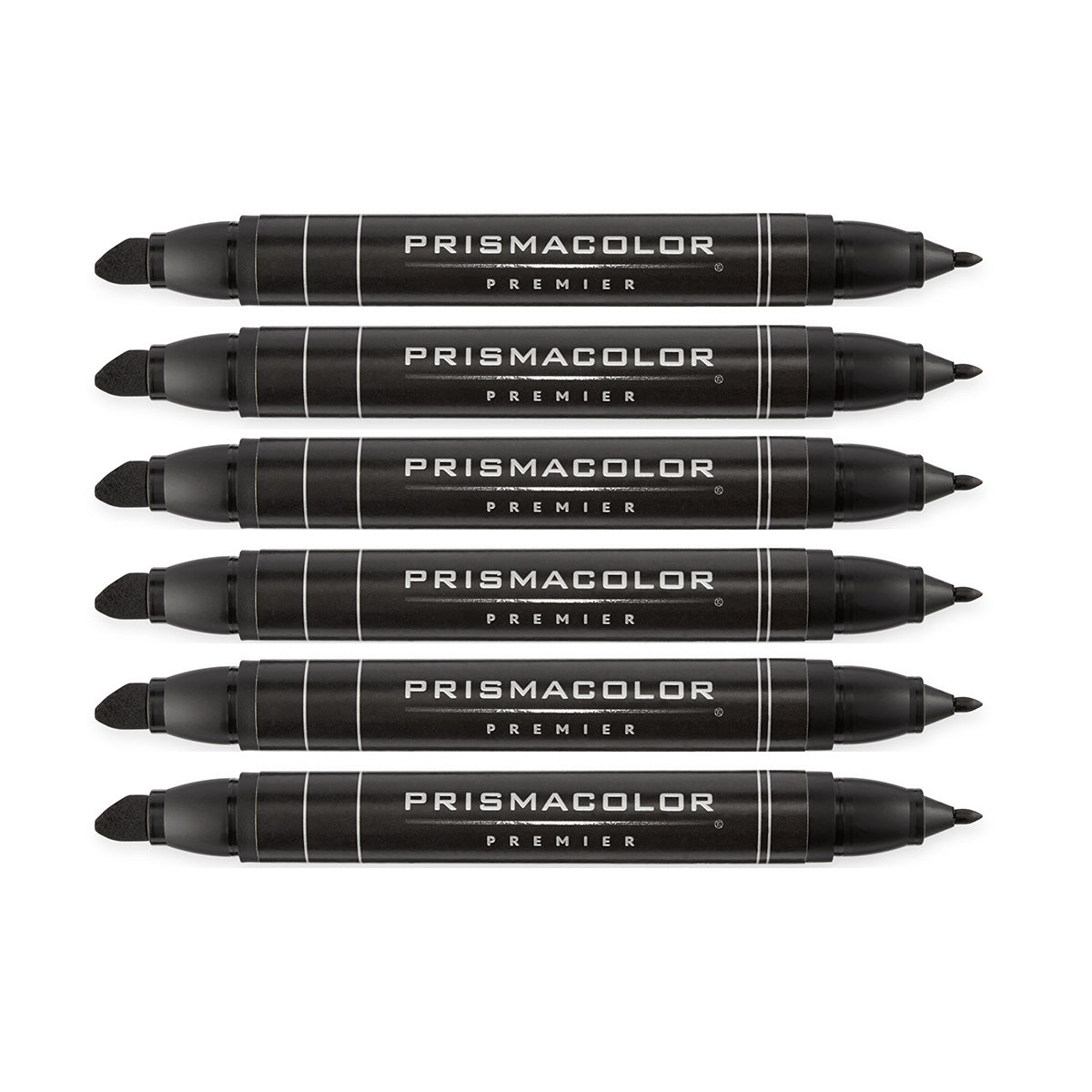 Prismacolor Premier Dual Ended Art Markers Chisel / Fine Black PM-98 Pack of 6