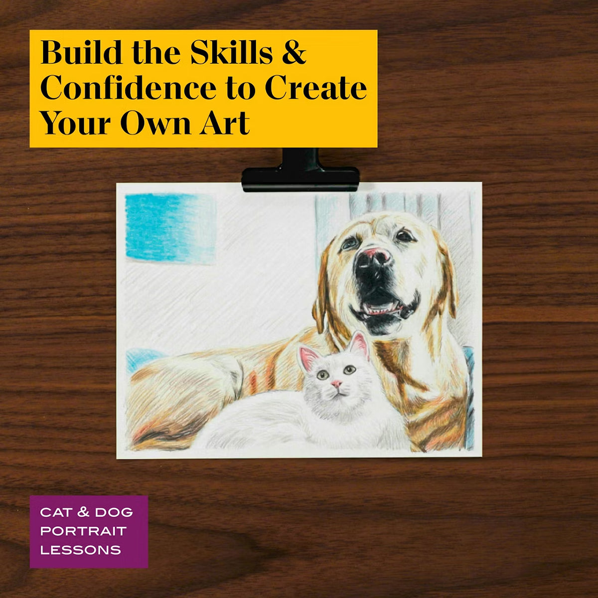 Prismacolor Technique, Art Supplies and Digital Art Lessons, Animal Drawings Set, Level 3