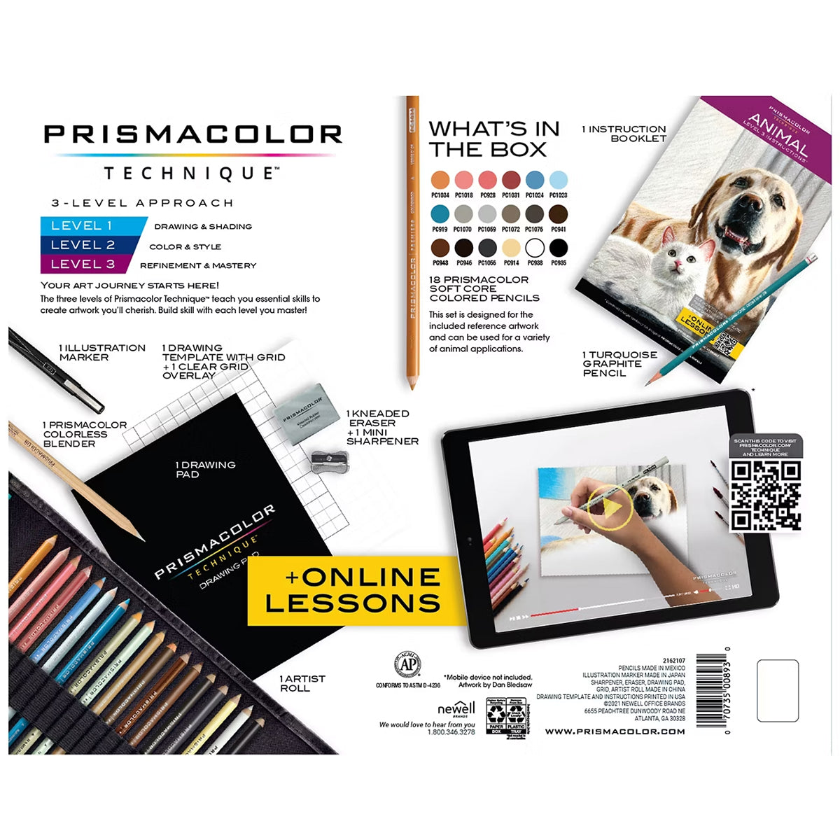 Prismacolor Technique, Art Supplies and Digital Art Lessons, Animal Drawings Set, Level 3