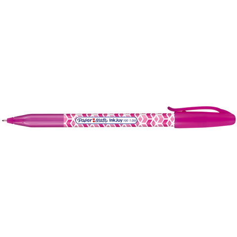 Paper Mate Inkjoy 100 Pink Ballpoint Pen, Pink Ink Medium 1.0mm, Stick Pen