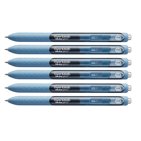 Paper Mate Inkjoy Gel Blue Mist Medium Point 0.7 mm Retractable ( Blue Mist Gel Ink) Pack of 6