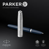Parker 51 Midnight Blue Chrome Trim Fountain Pen Fine 2123501